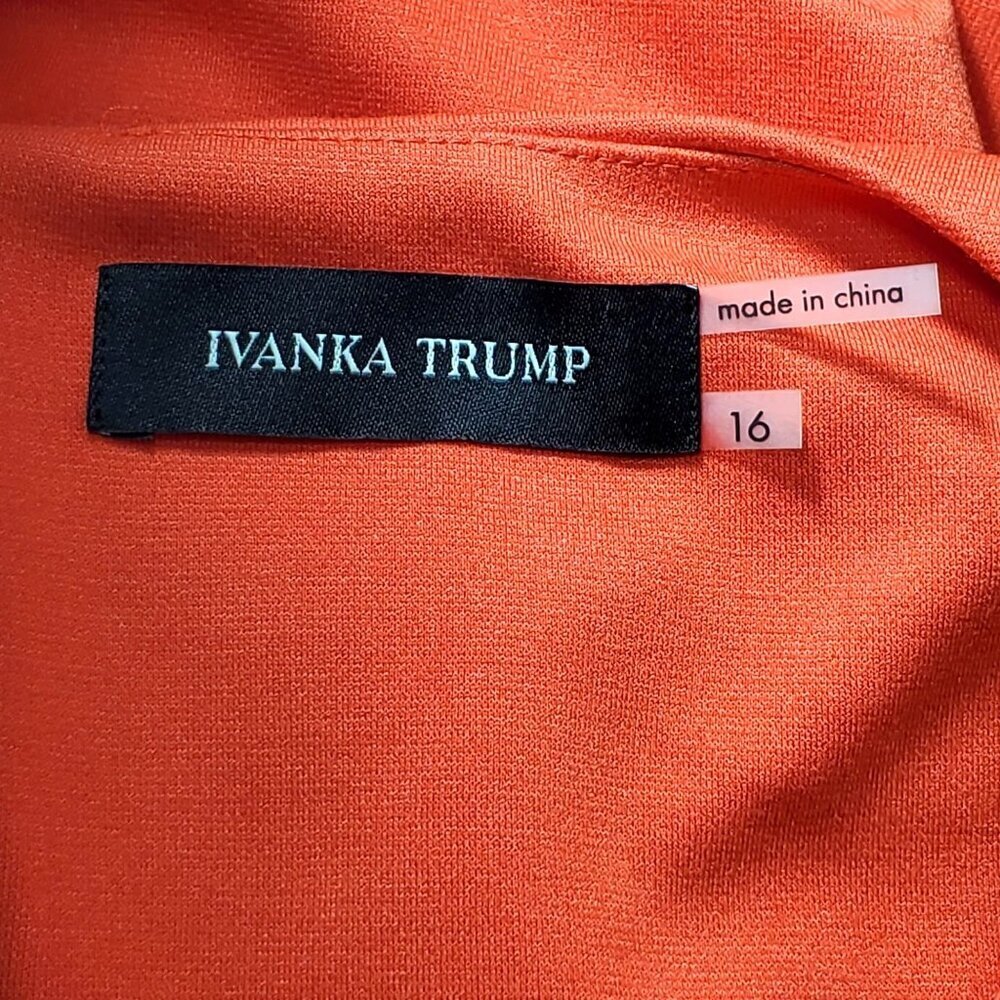 NWT Ivanka Trump Size 16 Sheath Dress Orange Starburst Sleeveless - Picture 4 of 12